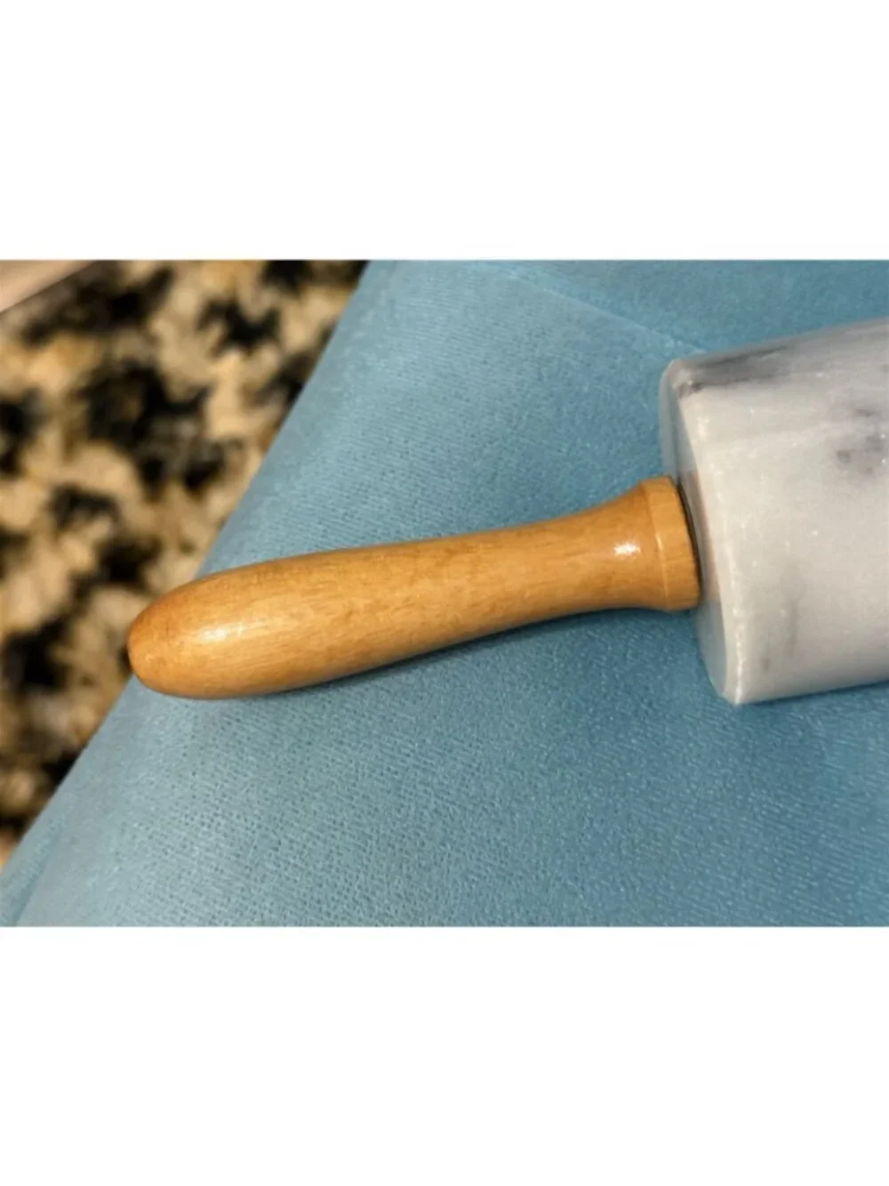 Marble Vintage Farmhouse Wooden Handle Dough Roller Rolling Pin